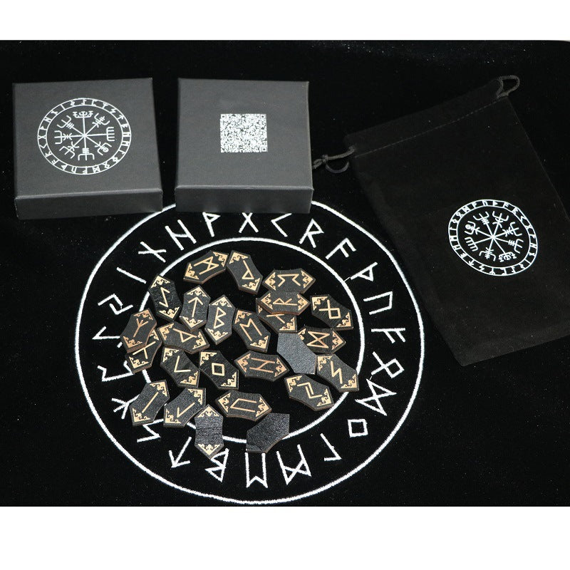 木制卢恩符文套装西方神秘学入门道具木片如尼石符号Runes Set