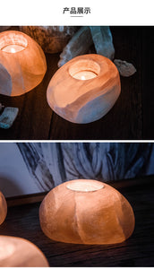 魔法烛台~selenite现代能量烛台天然石膏香薰小烛台创意鹅卵石餐厅家居烛台