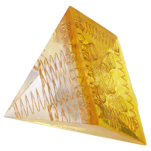 天然水晶能量树脂金字塔 铜线金色圆环水晶摆件冥想打坐能量塔