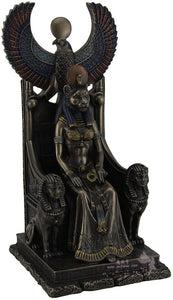能量雕像系列~古埃及疗愈女神Sekhmet 坐在宝座上雕像