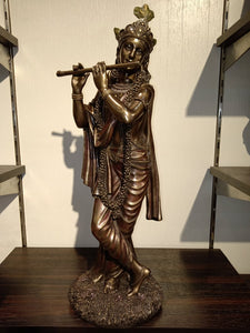 神秘学收藏~进口手工精制主克里希纳雕像62厘米 KRISHNA 印度教神 青铜神像
