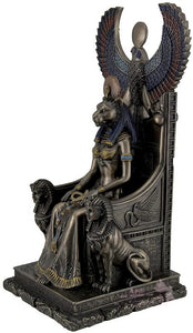 能量雕像系列~古埃及疗愈女神Sekhmet 坐在宝座上雕像