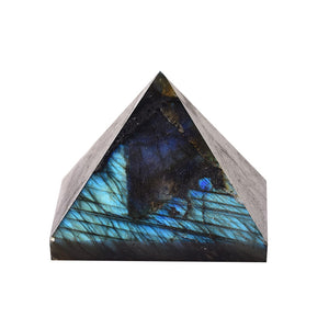 天然拉长石月光石金字塔 原石能量摆件 金字塔能量饰品
