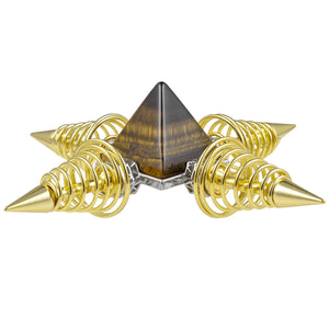 金色锥形弹簧能量塔天然水晶石螺旋能量金字塔摆件冥想能量发射器
