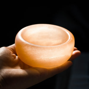 石膏碗Selenite石膏矿石碗灵修冥想摆件能量消磁碗高频疗愈摆件 仪式工具