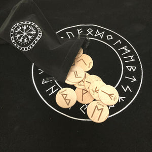 木质如尼符文套装神秘学 木片卢恩符号道具 榉木头片RunesSet