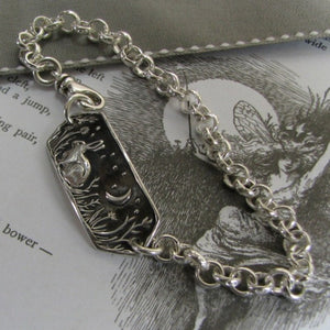 欧美 简约森系雕刻兔子手链创意复古月牙手饰