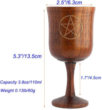 將圖片載入圖庫檢視器 五芒星三相月圣杯 木质高脚杯 Wicca摆件 wooden cup
