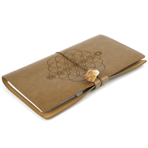 浅棕色mofa笔记本配天然白黄水晶柱坠子配饰件
