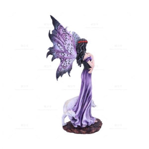能量雕像系列~进口紫水晶伴侣紫狼猫头鹰仙女伴奏小雕像