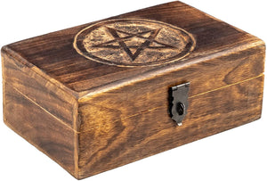 木质首饰盒 水晶收纳盒Wicca五芒星原木收纳箱wooden box 仪式工具