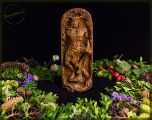 神秘学收藏~塞尔努诺斯 威卡魔法有角神雕像凯尔特异教徒神为异教家祭坛 实木