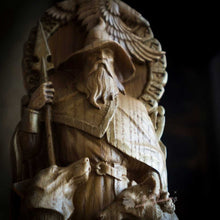 將圖片載入圖庫檢視器 能量雕像系列~奥丁雕像北欧诸神 父神 木雕坛异教徒阿萨特鲁维京神木制万神殿
