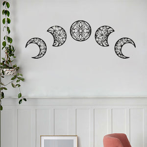 ins北欧风月相3D镂空墙贴木质月亮周期墙壁装饰 客厅卧室玄关装饰