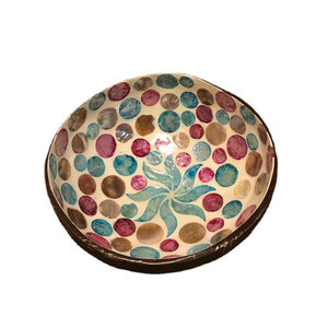Wicca椰壳装饰碗椰壳制品镶嵌贝壳彩色水晶收纳碗仪式摆件收纳碗