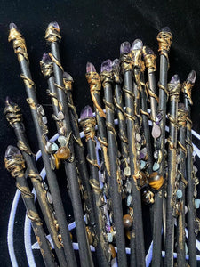 白紫水晶魔法棒 双头水晶权杖 七脉轮元素元气仙女棒仪式道具 仪式工具