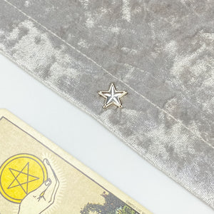 高级灰五角星塔罗桌布塔罗师使用晶钻五角星镶边绒面材质无静电