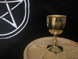 铜质三相月 雕刻铜质高脚杯 Wicca