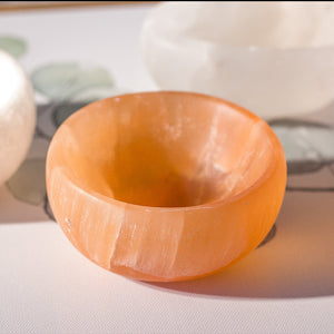 石膏碗Selenite石膏矿石碗灵修冥想摆件能量消磁碗高频疗愈摆件 仪式工具