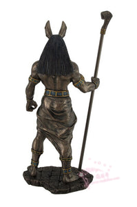 能量雕像系列~10.5英寸高埃及阿努比斯Anubis手持眼镜蛇头权杖雕像