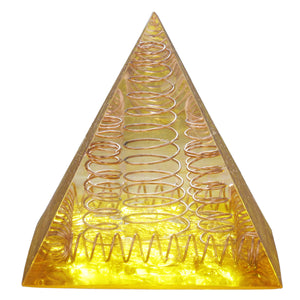 天然水晶能量树脂金字塔 铜线金色圆环水晶摆件冥想打坐能量塔