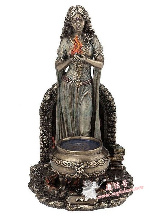 能量雕像系列~*进口凯尔特女神布里吉特雕像用火焰和坩埚 WICCA魔法仪式神像
