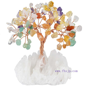 白水晶晶簇底座生命树 能量发生器 摆件水晶碎石许愿树创意简约家居礼品